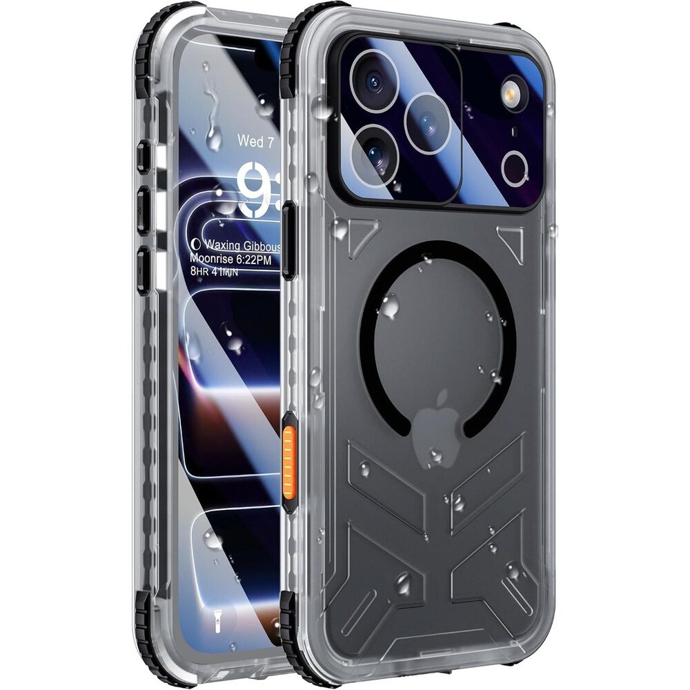 iPhone 17 Pro Waterproof Case  Heavy Duty Frosted Cover MagSafe Lanyard  Black